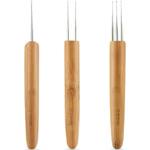 3 count Dreadlock Crochet Hooks - Dreadlock Crochet Hook Tool for Hair Locs & Dread Braids - 0.5Mm Braid Craft Weaving Crochet  with Interlocking Tool