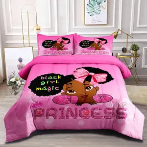 Girl Cotton Quilt Set for Teen Girls, Magic Bedding Set with Inspirational Quotes, Princess Bedroom Set Includes 1 Quilt and 2 Pillowcases