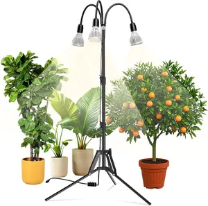 Upgraded 90W Grow Light with Adjustable Tripod Stand, 5000K 660nm Full Spectrum 700W Equiv.LED Floor Plant Light for Indoor Plants, Grow Lamp with Replaceable Bulbs for High PPFD Growing