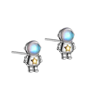 FlashyStudioNYC Astronaut earrings, Space Earring, Cute Figure Earring, dainty space earrings, Astronomy studs, Spaceman earrings, Holiday Gift Jewelry Ideas, gift for science teacher, science space lover gift idea Ethnic Elegant Male Female Casual