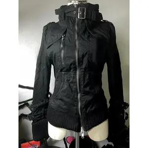Harajuku Vintage Safari Coats with Hooded Women Zipper Sweatshirts Casual Streetwear Grunge Jacket Y2k Stand Neck Aesthetic Check