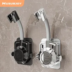 Musurjoy 1/2pcs Wall Mounted Shower Head Bracket, Bathroom Shower System Handheld Shower Head Bracket, Silvery-Gray-Black, No Holes Required, Easy to Install, New for Summer Bathroom, Father's Day Gifts,for Shower Use Only