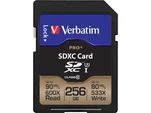 Verbatim Memory Card SDXC 90MB/s Read Speed 256GB BK/GD 99141
