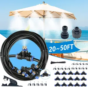 Black Misting Cooling System, Outdoor Mister for Patio Cooling, Garden Greenhouse Watering, Trampoline Waterpark Misting Cooling,Outdoor Patio Water Mister Mist Nozzle Misting Cooling System