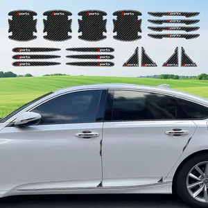 18PCS Carbon Fiber Car Door Handle Protectors, Waterproof 3D Cup Protective Films, Black Anti-Collision Anti-Scratch Auto Interior Moldings, Car Interior Accessories for Most Vehicles, Cars