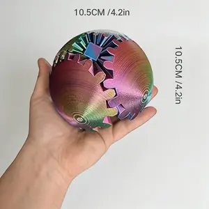 3D Printed Gear Sphere Fidget Toy, Spin Ball Desk Accessory for Relaxation, Adults & Kids