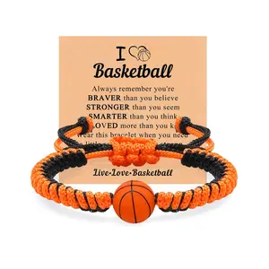1PC Sports Theme Bracelets Set - Adjustable Hand-Knotted Nylon Cord, Durable Anti-Fray, Soccer/Basketball Design, Trendy Minimalist Wristbands, Perfect for Sports Players, Stylish Athletic Accessories, party decoration