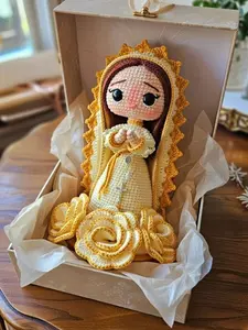 Handmade Crochet Our Lady of Guadalupe Doll, Catholic Gift, Virgin Mary Decor, Religious Keepsake, Baptism Confirmation Gift