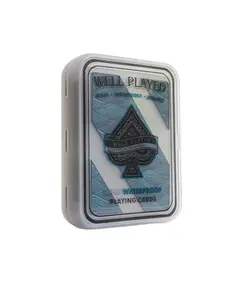 Well Played Waterproof Playing Cards, Clear Plastic Deck, Transparent Durable Cards, Teal Custom Design, Outdoor Pool Party Card Games, Poker Solitaire Travel Fun Game Night Deck