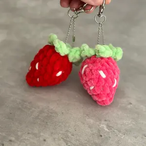 Strawberry keychain crochet handmade