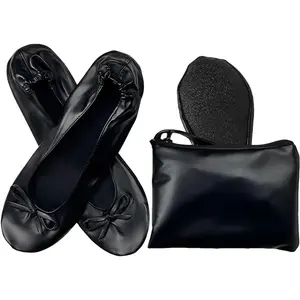 Foldable Flats for Women, Foldable Ballet Flats Shoes for Purse, Portable Roll Up Shoes with Zipper Pouch, Stylish Comfortable & Non-Slip Portable Women Flat for Weddings, Office, Travel