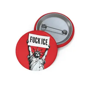 F*ck ICE Red Pin Buttons | Statue of Liberty Art, Anti-Trump Button, Anti Ice Pins, Abolish Ice Pin, Get the Fck Out Pro Immigrant Pins