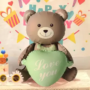 42 Inch Photo-Ready Teddy Bear Balloon Inflatable with I Love You Slogan, & Wedding Decorations, Valentine's Day Gifts, Birthday Party Supplies