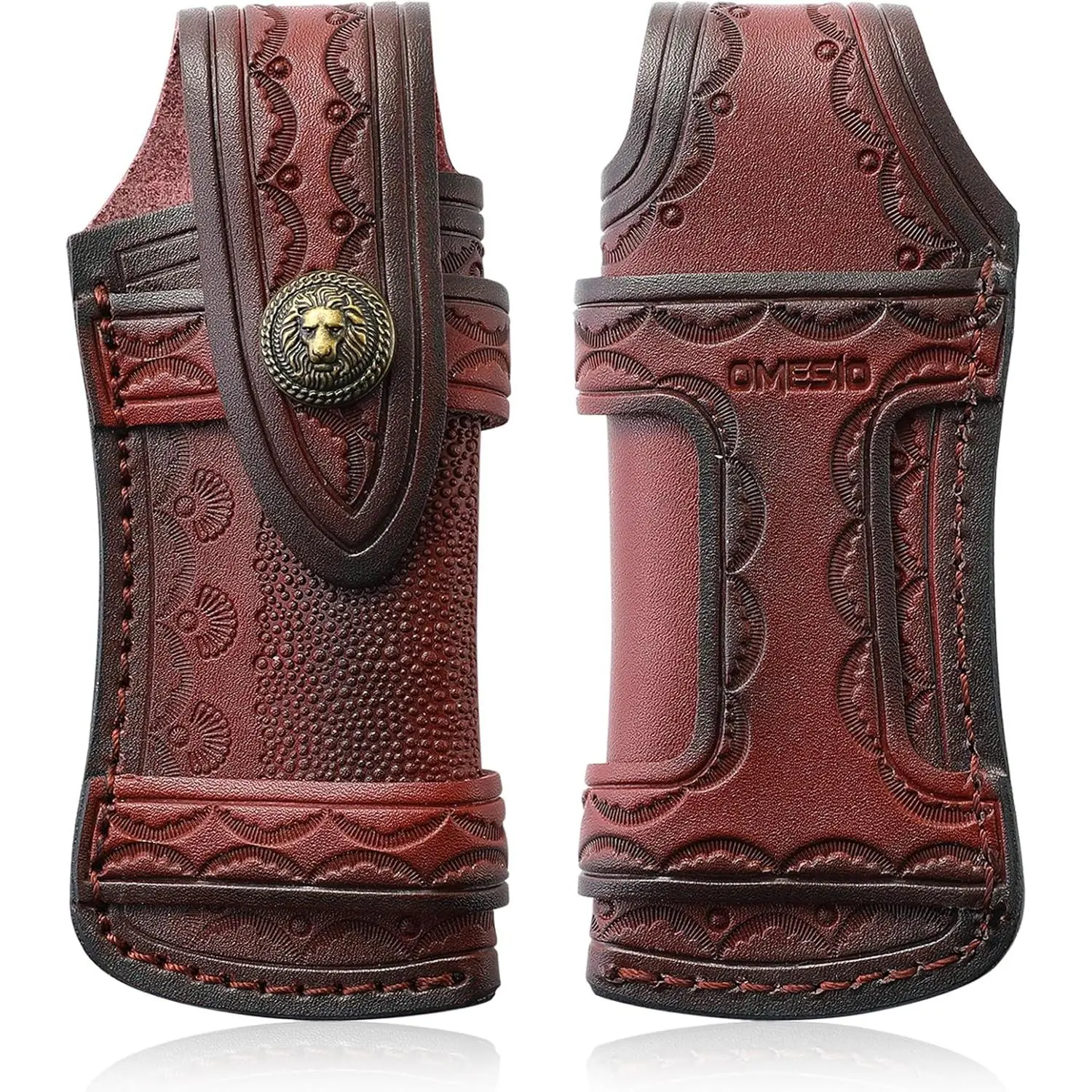Pocket Knife Sheath Big (L), 5.28" (for <13.41cm knife) Leather Knife Sheaths for Belt, Horizontal Knife Sheath for Belt Sideways, Brown Leather Sheath for Folding Knife