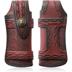 Pocket Knife Sheath Big (L), 5.28" (for <13.41cm knife) Leather Knife Sheaths for Belt, Horizontal Knife Sheath for Belt Sideways, Brown Leather Sheath for Folding Knife