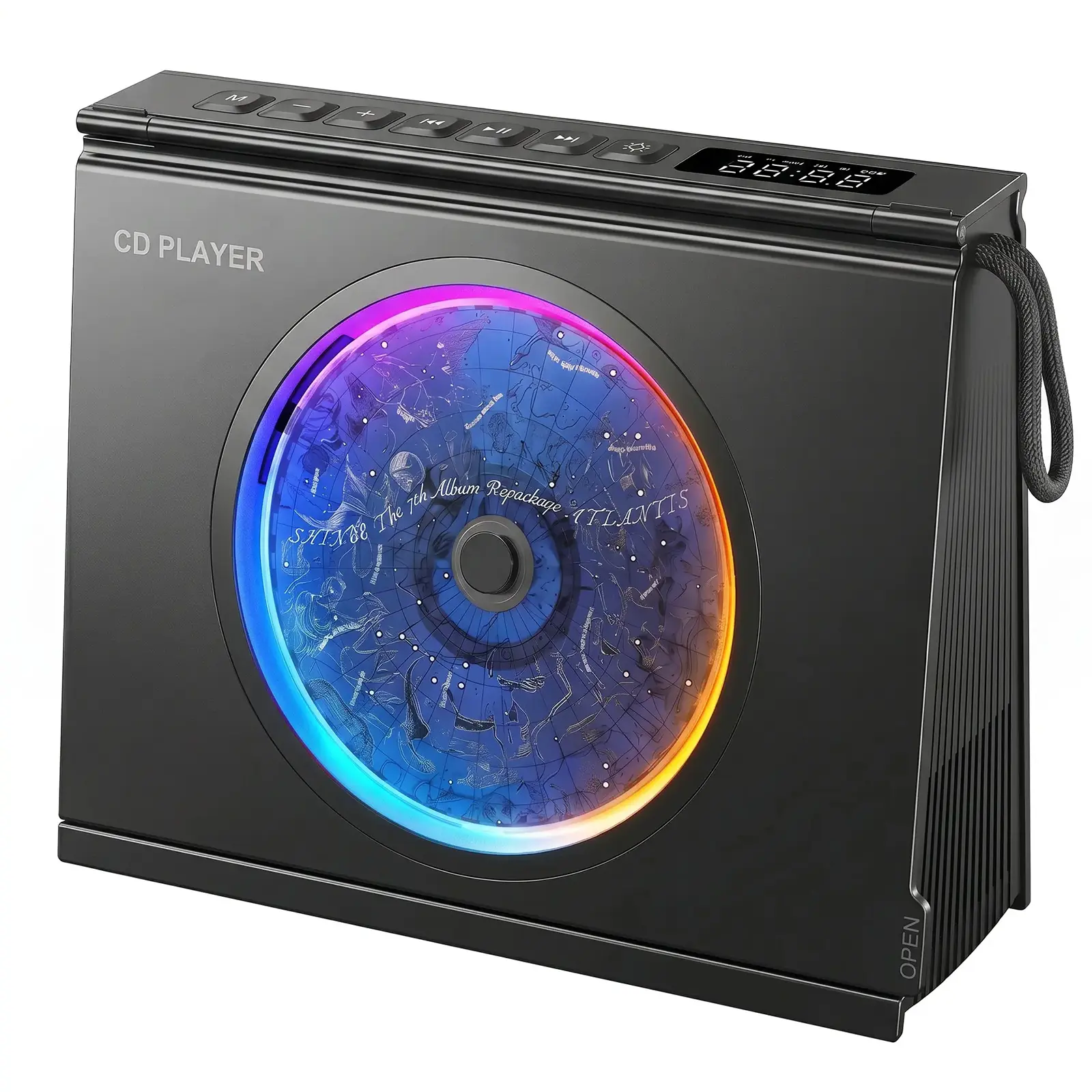 Gueray Portable CD Player - Rechargeable 4000mAh HiFi Sound Device with Dual Bluetooth, Dual Speakers, LCD Screen, Timer Boombox, FM Radio, USB Type-C, CD Reader, Bedtime Function, Elderly-Friendly Design for Home, Cdplayer, Rechargeable Cd Player
