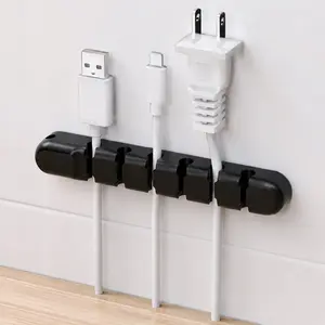 Silicone Cable Holder, Multi-Function Desk USB Cord Organizer, Detachable Anti-Slip Wire Clip, Home Office Charging Cable Management Kit, Tangle-Free Charger Winder for Phone Accessories