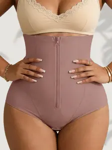 1 Count Women's High Waist Shapewear Shorts, Butt Lift and Tummy Control Shapewear Panties for Daily Wear, Minimalist Basic Comfort Shapewear Clothes for Lady, Underwear, Women's Zipper Shapewear Bottoms for All Seasons, Suitable for Daily,Gym,Party ﻿