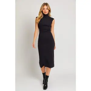 Mock Neck Sweater Midi Dress