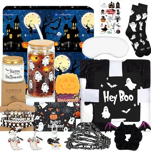 Halloween Fall Gift Gift Boo Basket Gifts for Women Teen Girls, Gifts for Women, Halloween Boo Basket Stuffers for Teens Adults with Pumpkin Mug Throw Blanket Socks and Self Spa Gift for Family Sister Friends