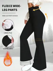 Women's Fleece Lined Flare Leggings – High Waisted Thermal Yoga Pants, Winter Clothes Women, Womenswear