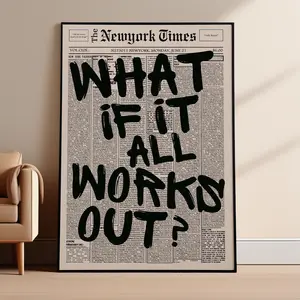 What If It All Works Out Poster Trendy Black & White Newspaper Wall Art Fashion Home Decor Unframed Print Artistic Wall Decor Posters