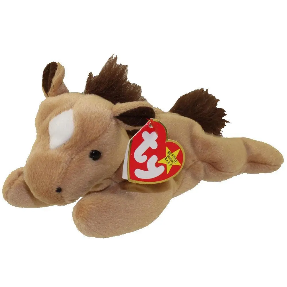 TY Beanie Baby - DERBY the Horse (with star & furry mane) (8 inch) (1995) - MWMTs