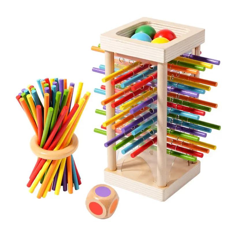 Wooden Stick Game, Colorful Educational Toy for Cognitive Development & Focus Training, Includes Mixed Colors Sticks and Dual-level Puzzle