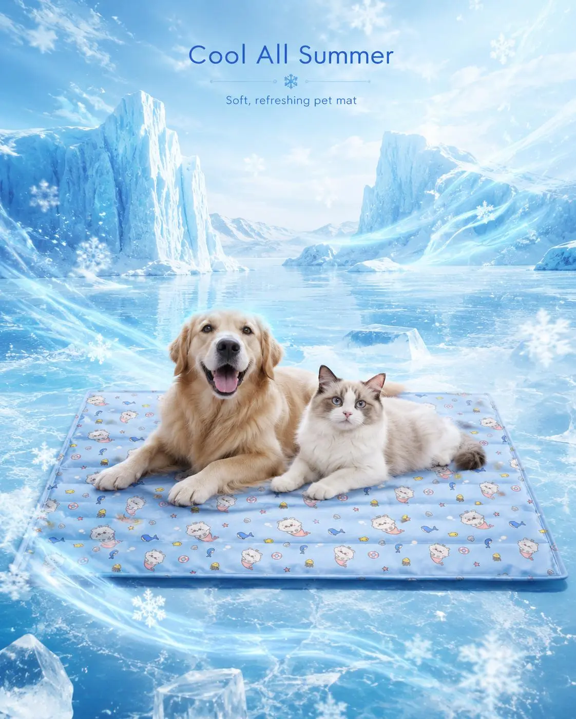 Pet Cooling Mat for Cats and Dogs - Multi-Size Animal Print Summer Pad with Cooling Effect, Water-Resistant, Easy Cleaning, Reusable Home Kittens
