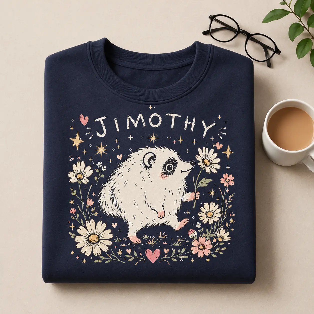 Cute Jimothy Hedgehog Purple Floral Sweatshirt, Funny Animal Meme Shirt