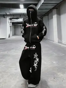 Tiktok Trendy Star Pattern Sportswear Set, Soft Comfortable Home Casual Wear, Millennium Street Style for Relaxing at Home & City Outings, Streetwear Tracksuit Set