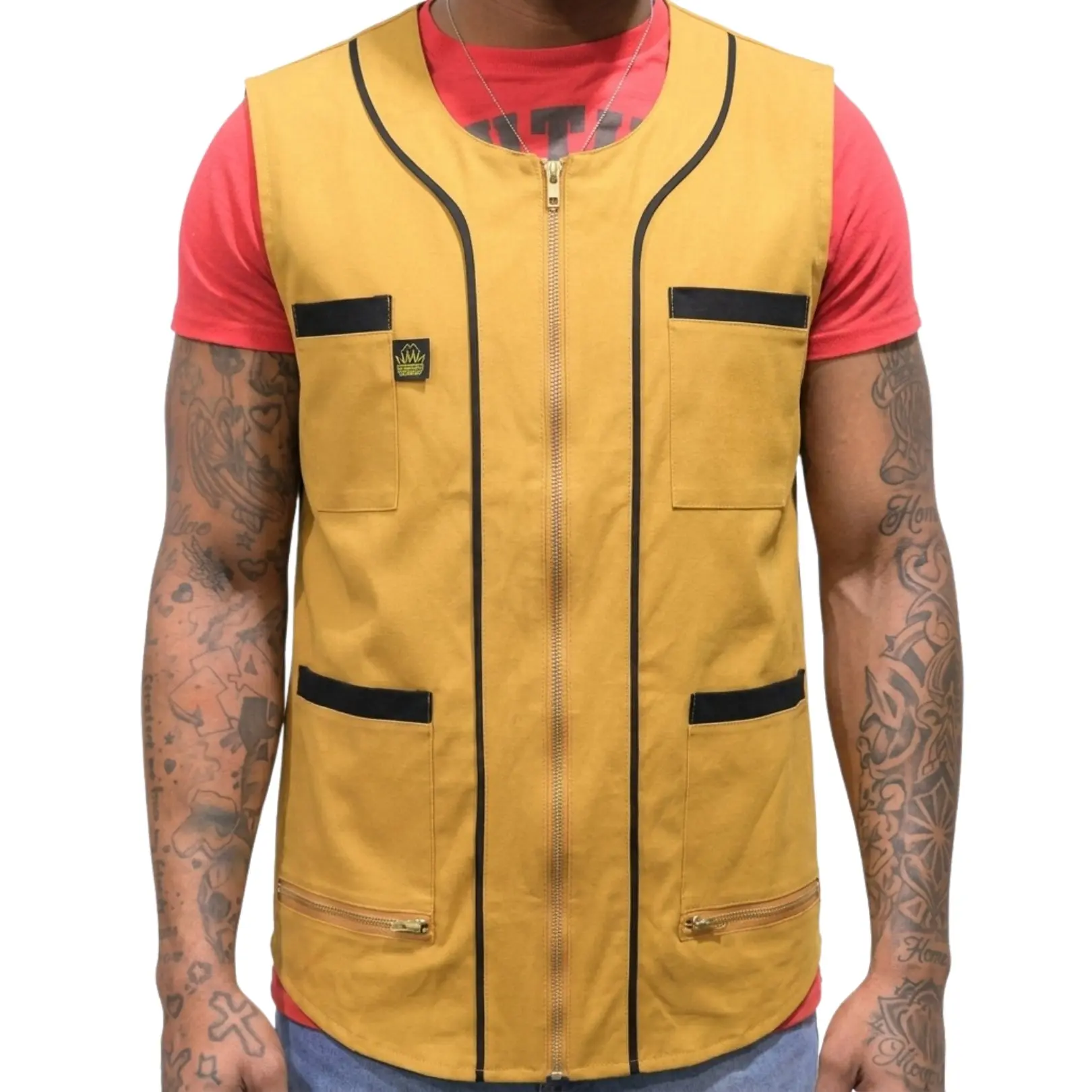 Professional Barber Vest with Stretch Mesh Back, Lightweight Sleeveless Menswear Tops with Metal Zippers & Tool Pockets, Small