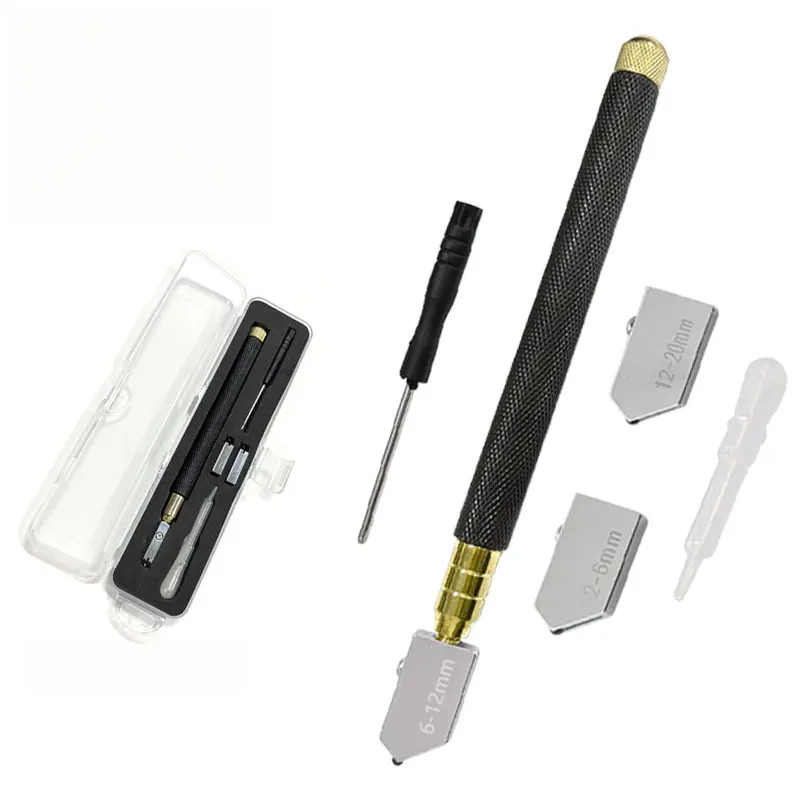 Glass knife set, oiled glass knife, hand-held black-handled mirror cutting knife, tile cutting blade