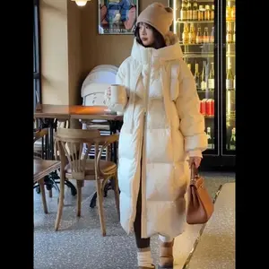 Women's Long over Knee Thiened down Cotton Jaet Bread Sle Loose Fit Winter New Sle Korean Version Coat Outerwear