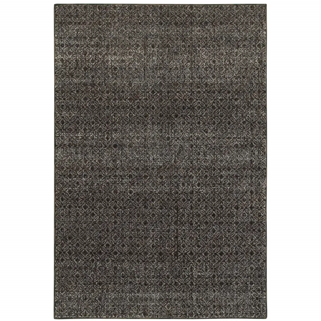 HomeRoots 3x5 ft. Charcoal Gray & Brown Geometric Power-Loom Cut Pile Rectangle Stain-Resistant Stainproof Indoor Area Rug, Stainproof Area Rugs
