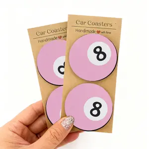 2/4pcs Pink Billiard Pattern Coasters Round Decorative Coaster-Exquisite packaging, easy to clean, durable and stylish desktop decoration, suitable Christmas and birthday gifts for both men and women