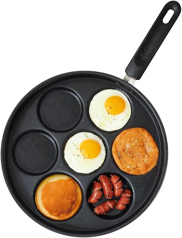 7-Cup Egg Frying Pan Skillet, Non Stick Egg Cooker Pan, Omelet Pan For Breakfast Pancake, Crepe Pan Gas Stove &  (11.4in(7-cup eggpan))