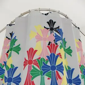 heart chrome christ cross Colorful Floral Crosses Shower Curtain | Multicolor shower curtain hypebeast decor