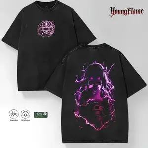 Nezuko Demon Slayer Anime T Shirt Vintage Washed Tee Graphic Oversized Y2K Streetwear Cotton Unisex Anime Shirt Gift summer clothes outfit outdoorfun short-sleeved t-shirt men cottontees