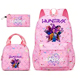 3pcs Cartoon Kpop Girl backpack set includes a pencilcase,backpack, and lunch bag. Stylish and versatile, it'ssuitablefor various occasions such as school, school events,work,and travel.