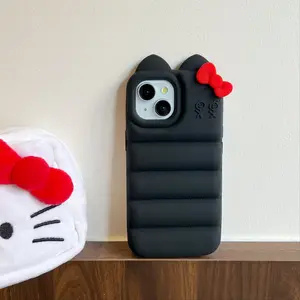 Stylish Bow Cat Ear Design Protective iPhone Case, Compatible with iPhone Models 17 Pro Max & More, Durable Protection Cover, Accessories