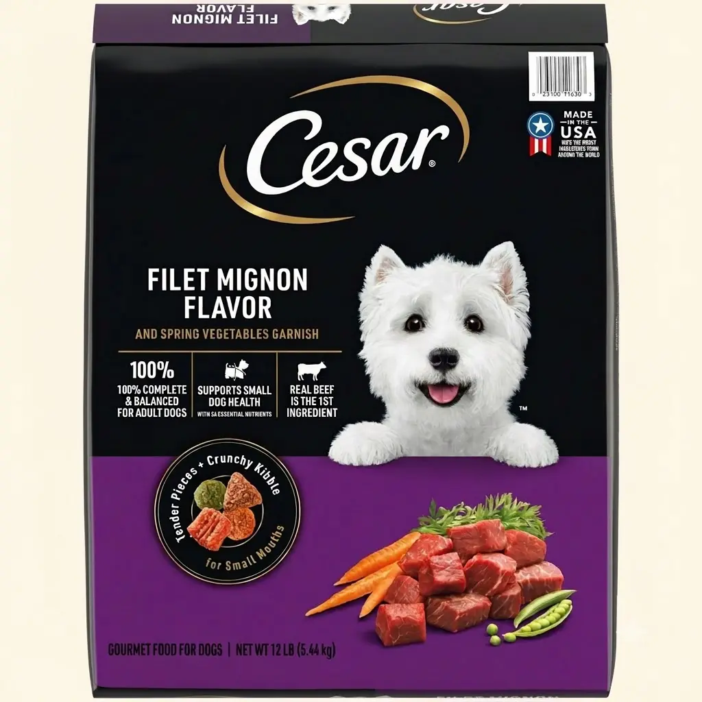Cesar Small Breed Dry Dog Food Filet Mignon 12 lb Real Beef Ingredient 26 Essential Nutrients Small Breed Dog Food