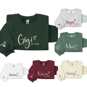 Embroidered Custom Gigi Grandma EST year Sweatshirt, Personalized Gigi Nana Mimi Mama Sweatshirt, Kids Names Sleeve Gift, Mothers Day Birthday Grandma Gift, Family Name Crewneck, Cozy Grandparent Sweatshirt