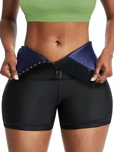 Women's Solid High Waist Sauna Shorts, Breathable Comfortable Tummy Control Hip Lift Sauna Shorts, Ladies Sportswear for Indoor Outdoor Wear, Waist Body Shaper