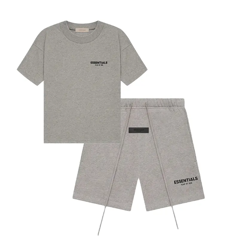 Fear of God Essentials Men's 2-Piece Crewneck T-Shirt & Shorts Set, Dark Oatmeal Fear of God Essentials Men's 2-Piece Crewneck T-Shirt & Shorts Set, Dark Oatmeal