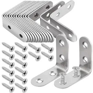 Sturdy Stainless Steel Furniture Connector, 90 Degree Right Angle Bracket with Screws, Ideal for Chairs Cabinets Windows