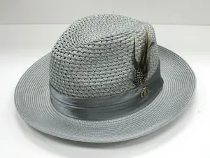 Men's Bruno Capelo Fedora 100% Poly Braid Silver Gray Hat JU-909