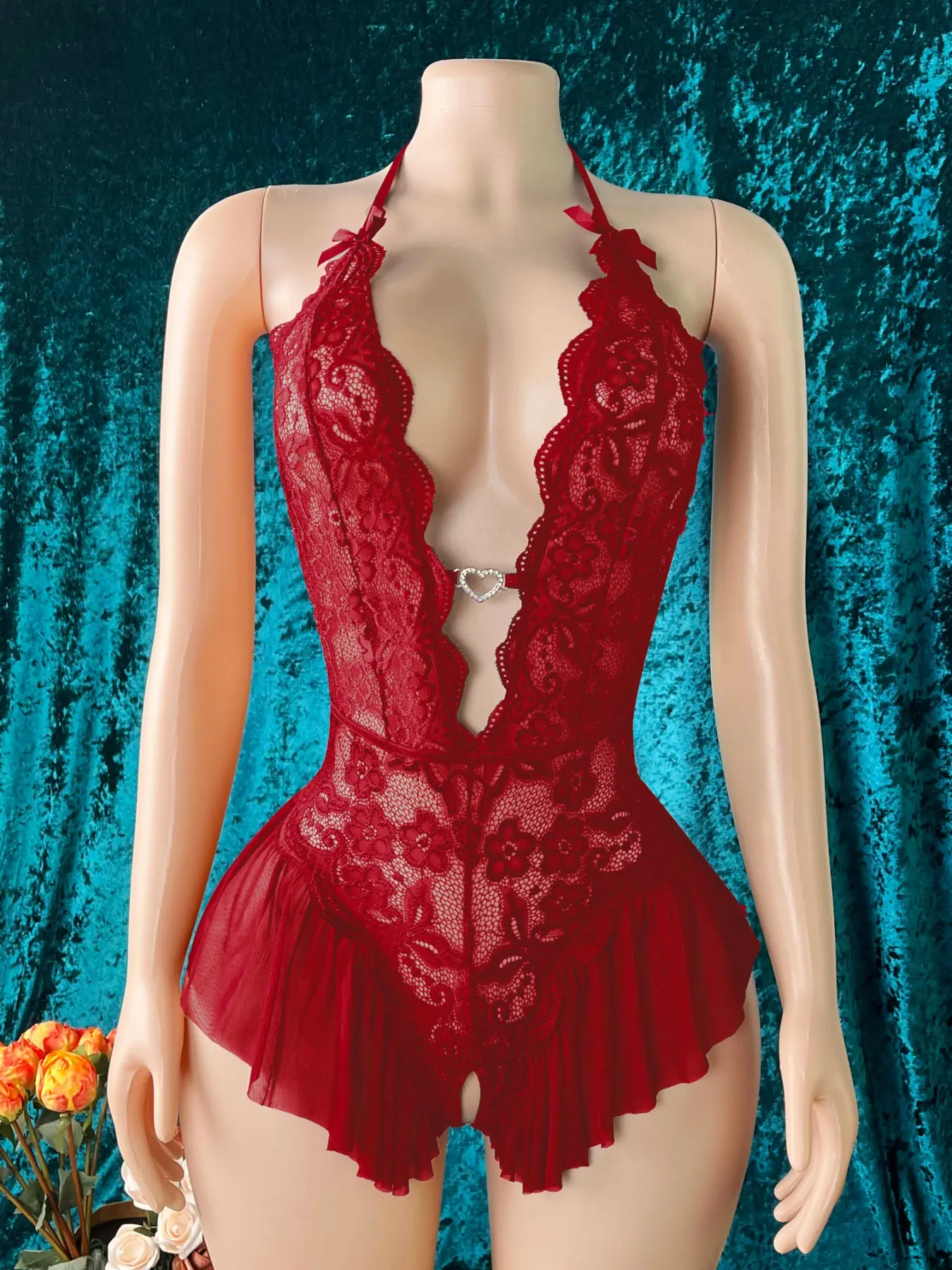 Women's Sexy Lace Trim Bodysuit Lingerie, Waist Design with Holes, Multiple Colors Available, Elegant Comfortable Fit, Cutout