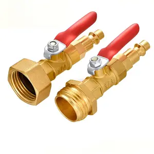 RV Anti-Freeze Adapter with 1/4" Quick Connect Plug and 3/4" Garden Hose Thread, Garden Hose Connectors, Water Hose Connector, Winterize Quick Adapter with Ball Valve for Boat Camper