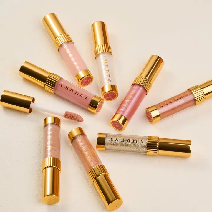 Amrezy Signature Lip Gleam Gloss Vault – Set of 10 High Shine Lip Glosses, Non-Sticky Shimmer & Nude Lip Gloss Collection, Glossy Finish Lipstick Makeup